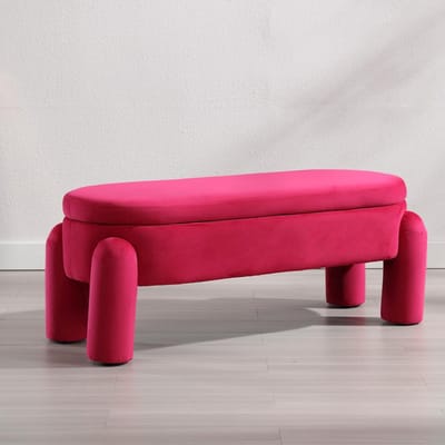 Luxe Gestoffeerde Opbergbank Kruk met Fluwele Bekleding - Ideaal voor Slaapkamer of Hal
