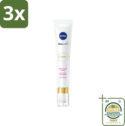 3 x NIVEA - Oogcrème - CELLular LUMINOUS630 - Tegen donkere kringen, wallen & rimpels - Voor alle huidtypen - Met Hyaluronzuur & Cafeïne - 15 ml - Grootverpakking - Oogcrème - Donkere Kringen - Wallen - Rimpels - Oogcontour
