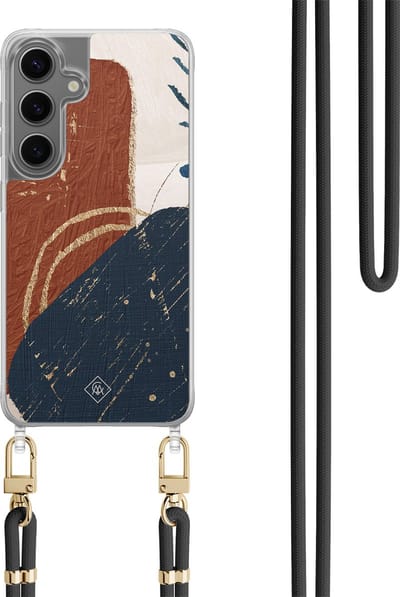 Casimoda® hoesje met koord - Geschikt voor Samsung S24 - Abstract Terracotta - Afneembaar koord - TPU/polycarbonaat - Multi