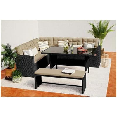 Concept-Usine Loungeset voor 8 personen van grijs/beige gevlochten hars MOOREA - Groot comfort voor buiten