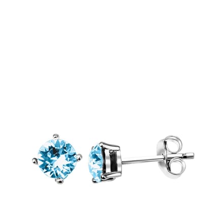 Lucardi Dames Oorbellen kristal aqua - Oorbellen - Cadeau - Echt Zilver - Zilverkleurig