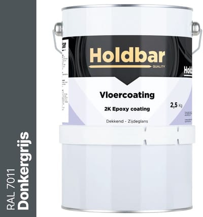 Holdbar Vloercoating Donkergrijs (RAL 7011) 2,5 kg - Vloerverf - Alle kleuren - Voor Binnen en Buiten - Slijtvast - UV-bestendig - Gemakkelijk te reinigen - 2 Componenten Verf