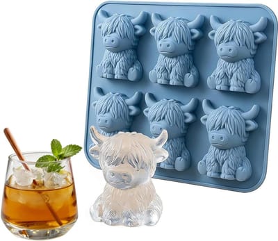 3D Mini Highland Beef IJsblokjesvorm voor Whisky, Cocktails, Chocolade, Snoep en Zeep - Silicone IJsblokjes Mould