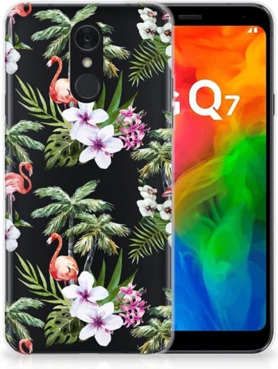 LG Q7 TPU Hoesje Flamingo Palms