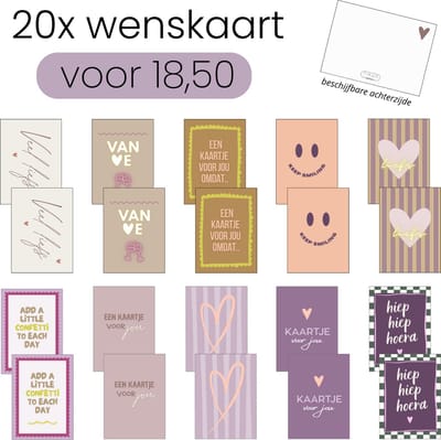Hoya living - kaarten set - 20 stuks - Set-nr. 4 - 14.8 x 10,5 cm - achterzijde beschrijfbaar - wenskaarten - kaartjes