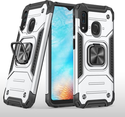 Hoesje Geschikt Voor Samsung Galaxy A01 Core Hoesje - Heavy Duty Armor hoesje Zliver silicone TPU hybride hoesje Kickstand ringhouder met Magnetisch Auto Mount