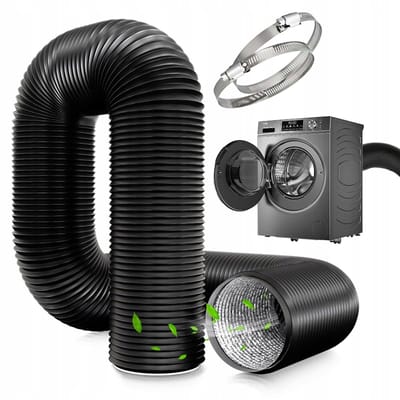 Ventilatieslang - Aluminium Luchtafvoerslang - Flexibele Afvoerslang - 100mm x 3m Rekbaar & Hittendig - Lekvrij & 360° Buigbaar - Voor Afzuiging, Ventilatie & Droging