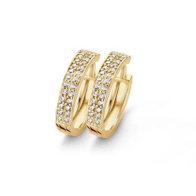 New Bling 9NB-0207 Zilveren oorringen - zirkonia - grootte 17x3 mm - goudkleurig