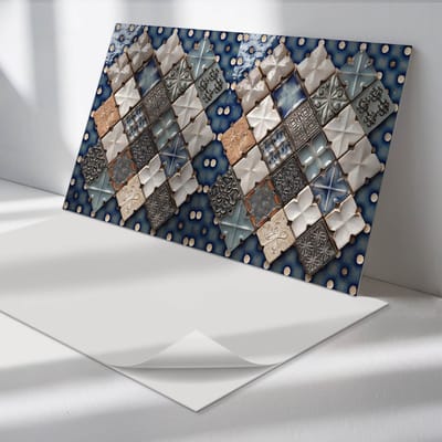Wallfluent Vinyl Wandpaneel - Mozaïek tegelpatroon Zelfklevende Wandbekleding - 100 cm x 50 cm - Grijs Vinyl Wandpaneel - 1 stuk - Rechthoekig Wandbekleding Vinyl - Texturen Wandpaneel - Wandpaneel PVC - Wandpaneel Keuken en Badkamer