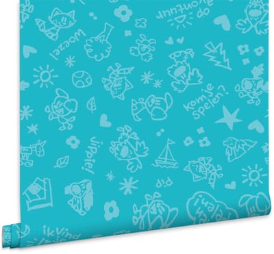 Woezel & Pip - Behang Wonderprent blauw