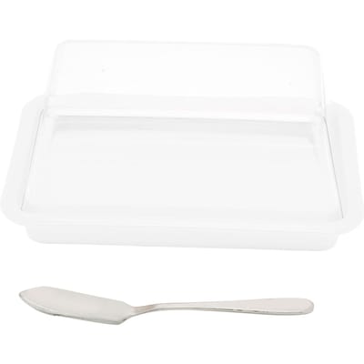 Boîte de Rangement à Beurre Carrée en Plastique Coupe-Beurre Récipient à Fromage avec Couvercle TransparentTransparent