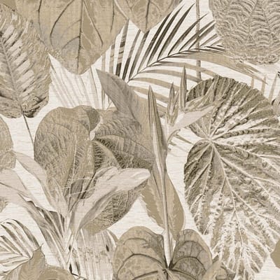 Natuur behang Profhome 393551-GU vliesbehang hardvinyl warmdruk in reliëf licht gestructureerd met bloemmotief en metalen accenten beige crèmewit goud taupe 5,33 m2