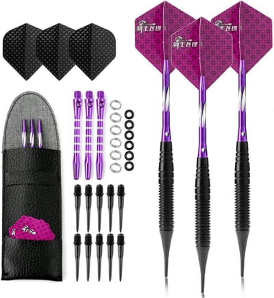 Dartpijlen Soft Tip 19g - 3 Stuks Zwart Gecoat Metalen Darts met Flights