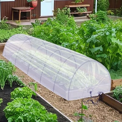 Mini Tunnelkas - Tuinkas Balkon - Planten Beschermen - Accordeon Mechanisme - 300 x 45 x 45 cm - Wit