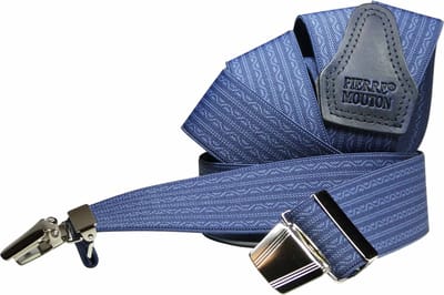 Pierre Mouton Pierre Paris Bretel - Bretels - Volwassenen - Heren - Lichtblauw - 120cm - 3 brede clips - M - L