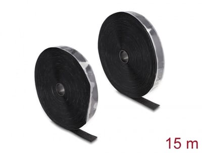 Klittenband Zware haak-en-lus tape zelfklevend L 15 meter x B 25 mm zwart
