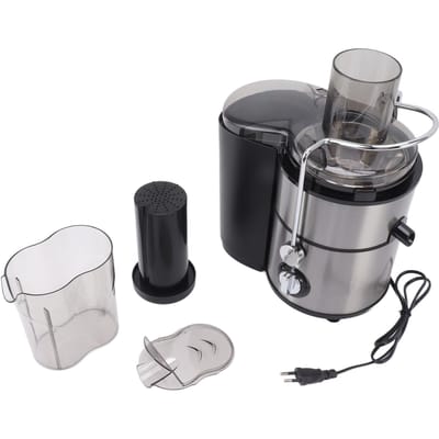 Elektrische Juicer 500W Grote Opening Volautomatisch 2 Snelheden Roestvrij Staal Kauwende Juicer voor Thuis L zilver