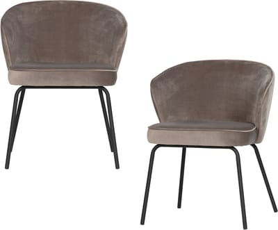 WOOOD Admit Eetkamerstoelen - Fluweel - Khaki - Set van 2