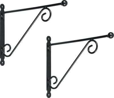 Nature Muurhaak - 2x stuks - antraciet - sierkrullen - geplastificeerd staal - 31x39 cm - hanging basket haak - plantenhaak