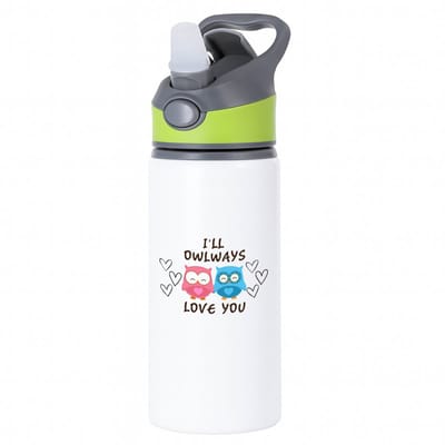 Hacebo® - Cadeau vriendin - Cadeau vriendje - waterfles met rietje groen - Jubileum cadeau - Liefdes gepersonaliseerd - Valentijn cadeautje voor hem - Valentijn cadeautje voor haar - Valentijnsdag cadeau - water fles - 650ML