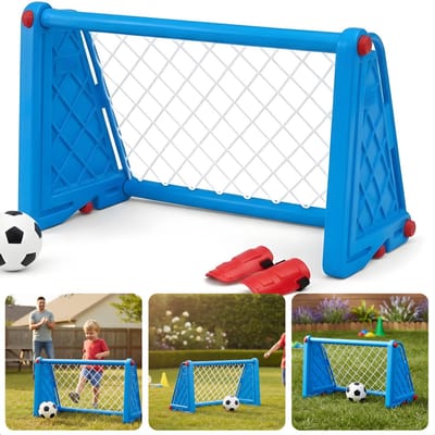 Cheqo® Voetbaldoel - Voetbalgoal - Voetbaldoeltje - Mini Voetbaldoel - Voetbaldoel Kinderen - Voetbalgoal Kinderen - Voetbaldoel Buiten - Voetbaldoel Tuin - Blauw Voetbaldoel