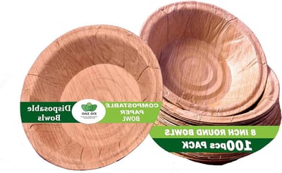 Composteerbare kommen - Papieren schalen - Feestelijke gelegenheden - 100% biologisch afbreekbaar - 250 ml - Eikenbruin