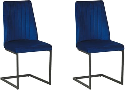 LAVONIA - Eetkamerstoel set van 2 - Marineblauw - Fluweel