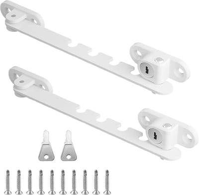 2 x 18 cm RVS Raamopening Beveiligers met Slot voor Veilige Raamverstelling en Ventilatie