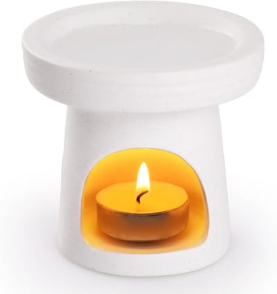 Wax Melt Brander Zwart & Wit Wax brander Keramische Oliebranders Diverse Wax Warmer Aromatherapie Houder Kaars Geurende Diffuser Thuis Slaapkamer Decor - Wit