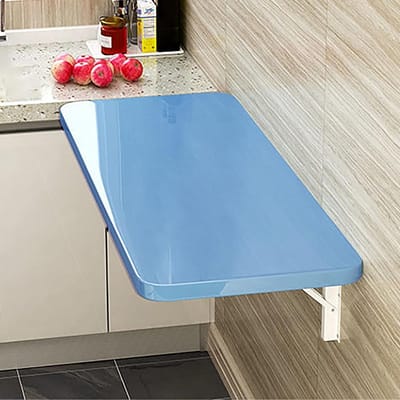 Klaptafel Wandmontage - Zwevend Bureau - Ruimte Besparen - Drop-Leaf Ontwerp - 80x50cm - Blauw
