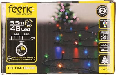 Feeric lights Feestverlichting - gekleurd - 3,5 m- 48 led lampjes - zwart snoer - batterij