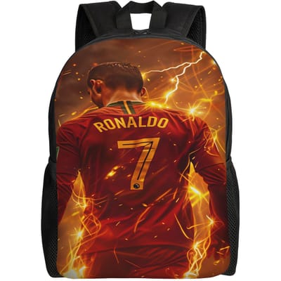 Dynamische Voetballer Rugzak R-Ronaldos 2026 Vrouwen Mannen Polyester Buitenstijl Rugzakken Print Grappige Middelbare School Tassen Rucksack (as the picture,as picture)