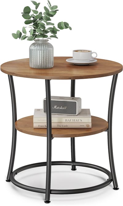 VASAGLE - Bijzettafel - Bijzettafeltjes Woonkamer - Met 2 Planken - Metalen Frame - Voor Woonkamer of Slaapkamer