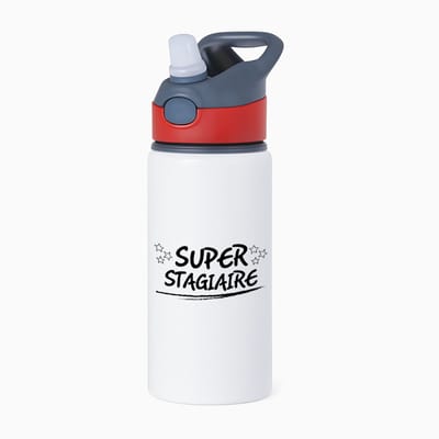 Hacebo® - Super stagiare waterfles met rietje rood - Stagiair - stagiaire - werk - afscheidscadeau - verjaardagscadeau - kado - water fles - 650ML