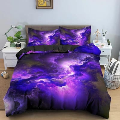 Galaxy Space Beddengoedset 3D Universum Dekbedovertrek Psychedelische Dekbedovertrek Met Rits Queen Dubbel Dekbedovertreksets Kinderen Geschenken AU Single 140x210cm