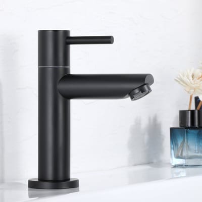 Cecipa Max Koudwaterkraan - Wastafelkraan - Toiletkraan - Waterbesparend - Mat Zwart - G3/8 Aansluiting - S-Size