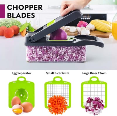 Plantaardige Chopper, Groentesnijder, kubussnijder, Multifunctionele Groentesnijder Veg Ui Dicer Salade Chopper Aardappelsnijder - Juicer Eiersnijmachine Dooier 14-in-1 mandoline kommerschaaf
