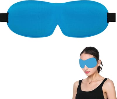 3D Slaapmasker in Azuur - Comfortabel Oogmasker voor Reizen en Thuis, Ideaal voor Ontspanning en Slaap, Zacht en Ademend Design voor Dames en Heren