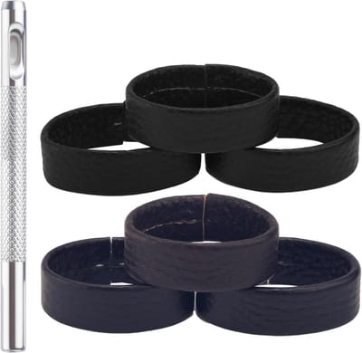 6 Stuks Leren Riemlussen Set met Perforator - Runderhuid - Riemenhouder voor Brede Riemen - Leeraccessoires