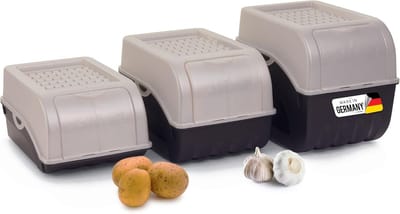 Aardappelbewaardozen set | 3,5L + 5L + 9L | PARELMOER Wit | Aardappeldozen | Stapelbare groentekisten Uienkisten Aardappelmanden Fruitcontainers Aardappelkratten Voedselbewaarbakken