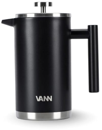 VANN® RVS French Press 1 liter voor koffie en thee – Cafetiere Isoleerkan – Dubbelwandig – Koffie maker – Zwart