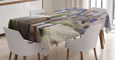 ABAKUHAUS Boze Oog Tafelkleed – Boomontwerp – 140x200 cm – grijs-bruin