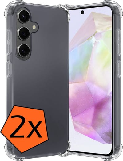 Hoes - 2 Stuks - Geschikt voor Samsung Galaxy A35 - Sterk & Shockproof - Siliconen Case - Back Cover - Telefoon Hoesje Shock Proof - Transparant