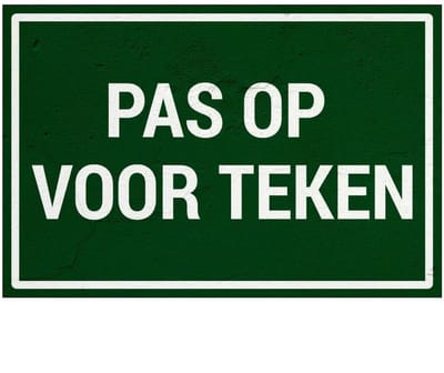 Pas op voor teken tekstbord | Sign Again materiaal | 30 x 20 cm