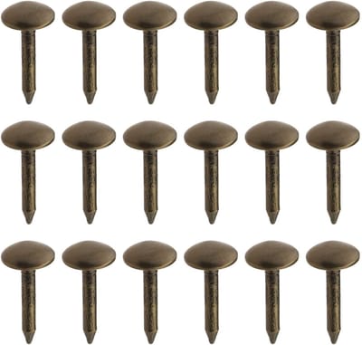 Dailygoods- Meubelspijkers 200 Stuks - Ronde Koepelvormige Hoofd - Antiek Messing - Bevestigingsmiddelen - Dikker Metaal - 6x12mm - Klinknagels