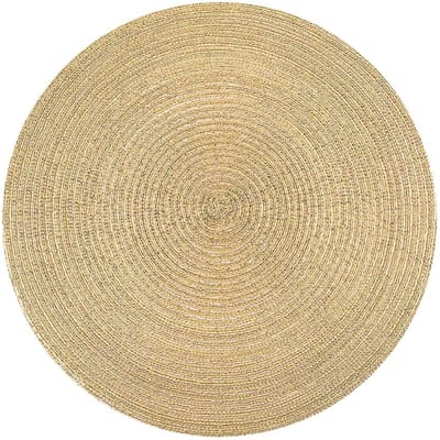 Sets de table ronds tressés de 34/38 cm, pour table à manger, isolation thermique, pour Noël, mariage, cuisine, décoration 6Pcs 34cm w coaster&Round or
