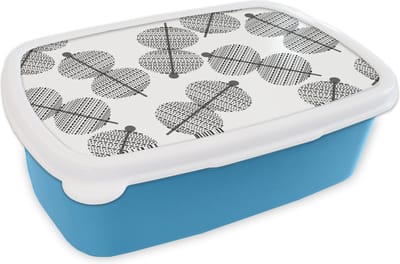 Broodtrommel Blauw - Lunchbox - Brooddoos - Lampion - Patronen - Lampen - 18x12x6 cm - Kinderen - Jongen