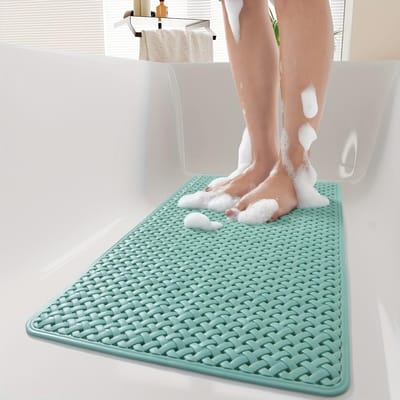 Premium antislip badmat met zuignappen en afvoergaten - Douchemat met textuur, verbeterde veiligheid, ideaal voor kinderen en volwassenen in douche en bad