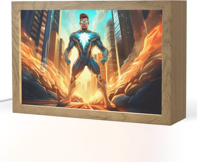 Nachtlampje 30x20 cm - Kinder lampje - Superhelden - Kinderen - Jongens - Tafellamp kinderkamer - Slaapkamer lamp - Bedlamp kinderen - Kinderlampje stopcontact - Wandlamp babykamer - Nachtlampjes