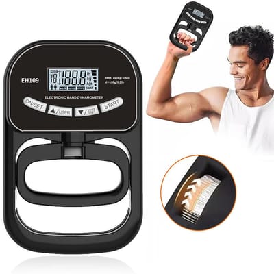 QTTVBTNA -Digitale Handkrachtmeter tot 180 kg – Handdynamometer met LCD-Display, 19 Geheugengroepen en Verstelbare Greep – Inclusief USB Oplaadkabel – Ideaal voor Sporters en Thuis Training